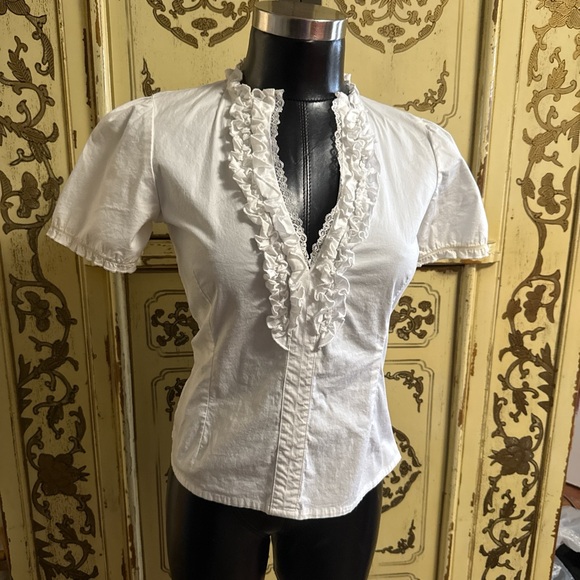 Jaded London White Ruffle V-Neck Blouse - Picture 2 of 6
